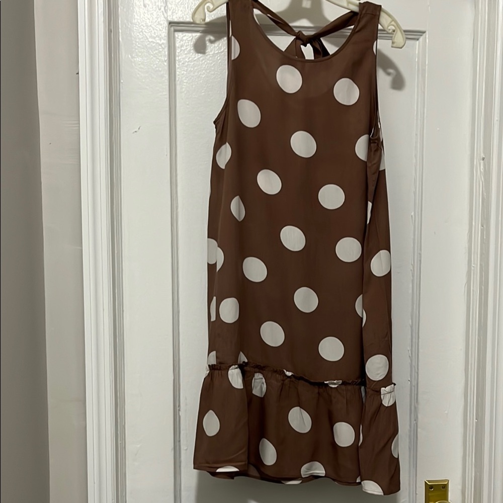 Polka Dot Sleeveless Brown Dress for Kids